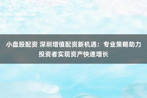 小盘股配资 深圳增值配资新机遇：专业策略助力投资者实现资产快速增长