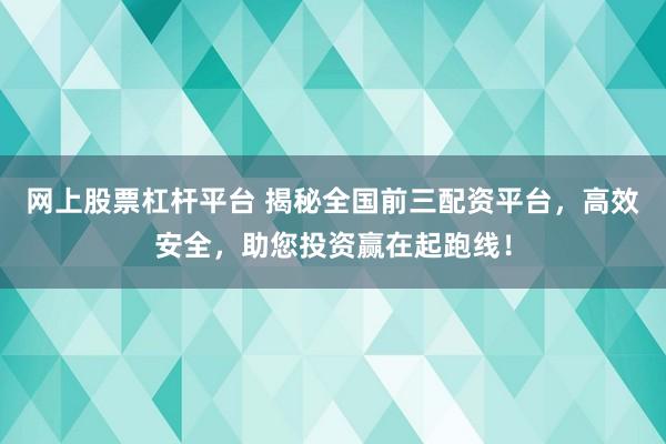 网上股票杠杆平台 揭秘全国前三配资平台，高效安全，助您投资赢在起跑线！