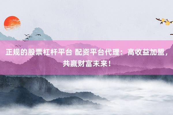 正规的股票杠杆平台 配资平台代理：高收益加盟，共赢财富未来！