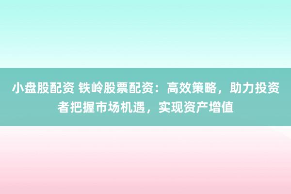 小盘股配资 铁岭股票配资：高效策略，助力投资者把握市场机遇，实现资产增值