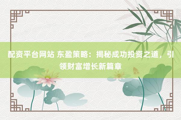 配资平台网站 东盈策略：揭秘成功投资之道，引领财富增长新篇章