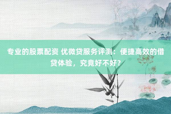 专业的股票配资 优微贷服务评测：便捷高效的借贷体验，究竟好不好？