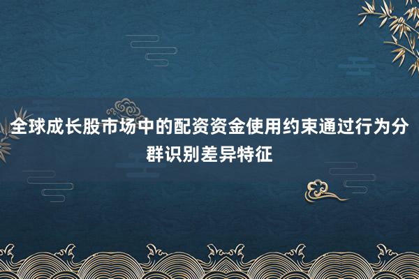 全球成长股市场中的配资资金使用约束通过行为分群识别差异特征
