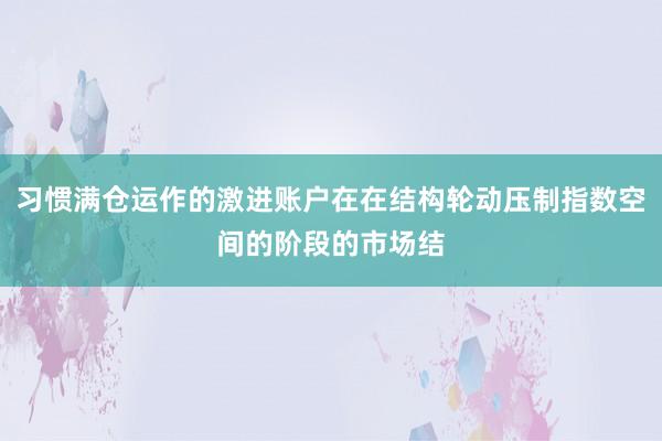 习惯满仓运作的激进账户在在结构轮动压制指数空间的阶段的市场结