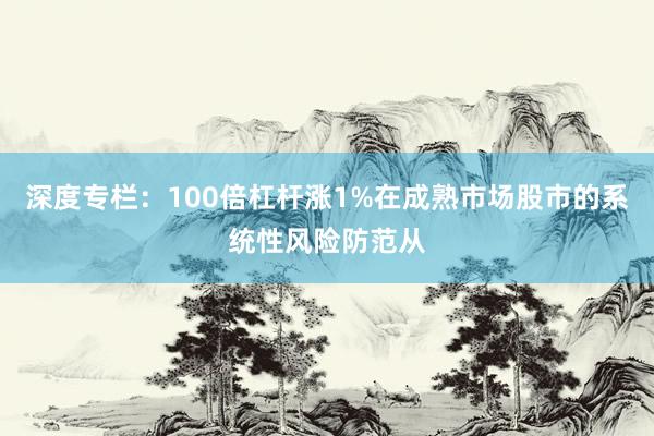 深度专栏：100倍杠杆涨1%在成熟市场股市的系统性风险防范从