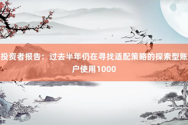 投资者报告：过去半年仍在寻找适配策略的探索型账户使用1000